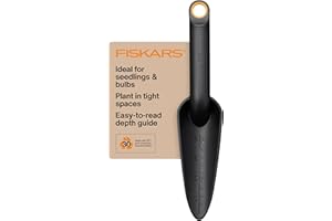 Fiskars Eco Transplanter with Narrow Curved Spade, Depth Markings, Ergonomic Handle, UV Resistance, Ideal for Seedlings and S