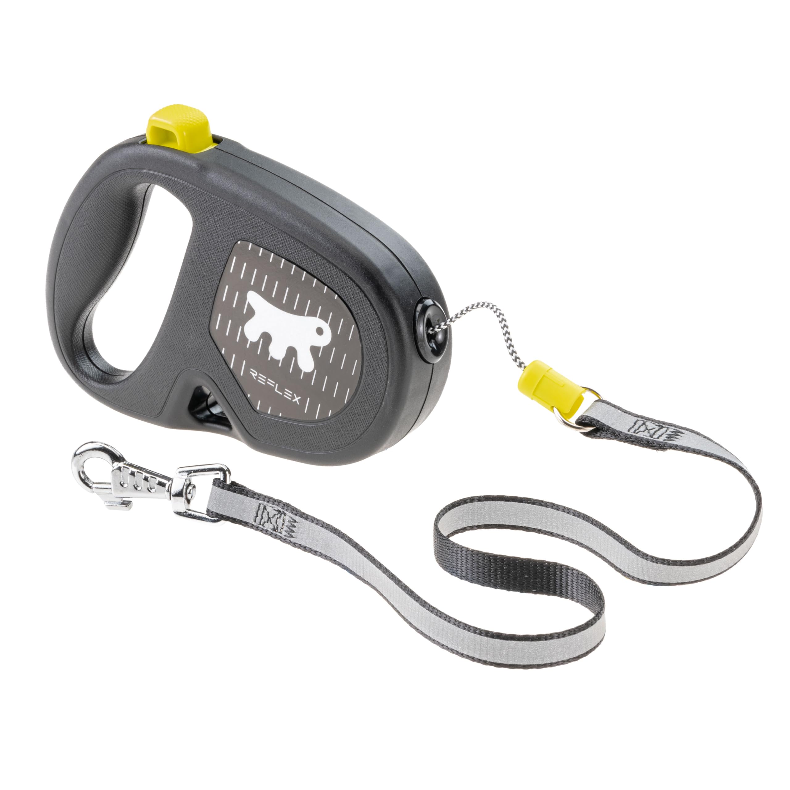 Ferplast FLIPPY ONE REFLEX Reflective Extendable Dog Lead - Evening Walks - Bag Holder - Lock & Release Button - Ergonomic Design - Tape - Max 15 Kg - 4m, Yellow