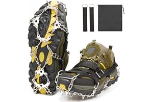 WILLCEAL Ice Snow Grips,Traction Cleats with 19 Stainless Steel Spikes Slip for Men and Women, Ice Cleats for Shoes and Boots for Hiking Walking Camping Jogging Ice Fishing