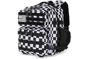 HongXingHai 9L Tactical Assault Backpack Gym Backpack Hiking Travel Backpack Camping Backpack (Black and White Plaid)