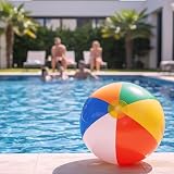 SHATCHI 2 Pcs 16 Inch Rainbow Inflatable Beach Ball Multicolor Pool Toy view 2
