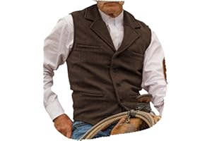 Garqia Clyon Hunting Aged Mens Tweed Vests Herringbone Waistcoats Retro Casual Wedding Wool Business Vests