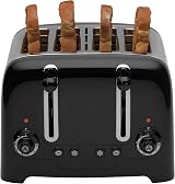 Dualit 4 Slice Lite Toaster 36mm Slots Bagel Defrost High Gloss Black