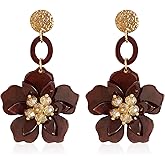Solighter Bohemian Acrylic Flower Stud Earrings for Women Resin Flower Petal Statement Dangle Drop Earrings for Sister Mom Lover