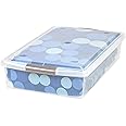 IRIS USA 40 Qt Plastic Under Bed Storage Nestable Organizer Bin Container with Secure Lids and Durable Buckles, 1-Pack, Under Bed Storage Containers for Clothes Shoes Bedding, Gray/Clear