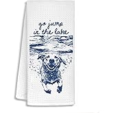 STHTTSW Labrador Retriever Lake Bathroom Towels, Lake House Gifts for Women Dish Tea Towels, Labrador Retriever Gifts, Nautical Lakehouse Lab Dog Decorative Hand Towels for Bathroom, 16x24 Inch