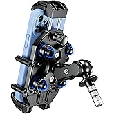 BRCOVAN Anti-Theft Motorcycle Fork Stem Phone Mount Holder with Vibration Dampener & High-Speed Secure Lock, Heavy Duty, Adjustable Size, Big Phone Friendly, Fit for 5.4-7.2'' Cellphone
