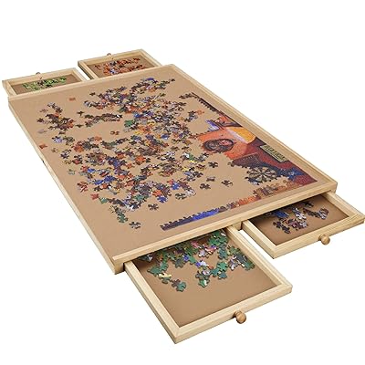 Buy Lovinouse Upgraded 1000 Piece Wooden Puzzle Table Jigsaw Puzzles Plateau Puzzle Board With Smooth Fiberboard Work Surface 4 Sliding Drawers Puzzle Storage For Teens Adults Online In Indonesia B088lw37ql