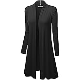 Lock and Love Women's Long Cardigan – Fall Casual Draped Open Front Lightweight Duster with Long Sleeves