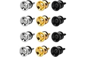 BEANPRECOY 12 Pcs Guitar Strap Buttons Lock Pins, Guitar Metal Strap Buttons, Guitar Strap Locks Metal End Pins Flat Head for
