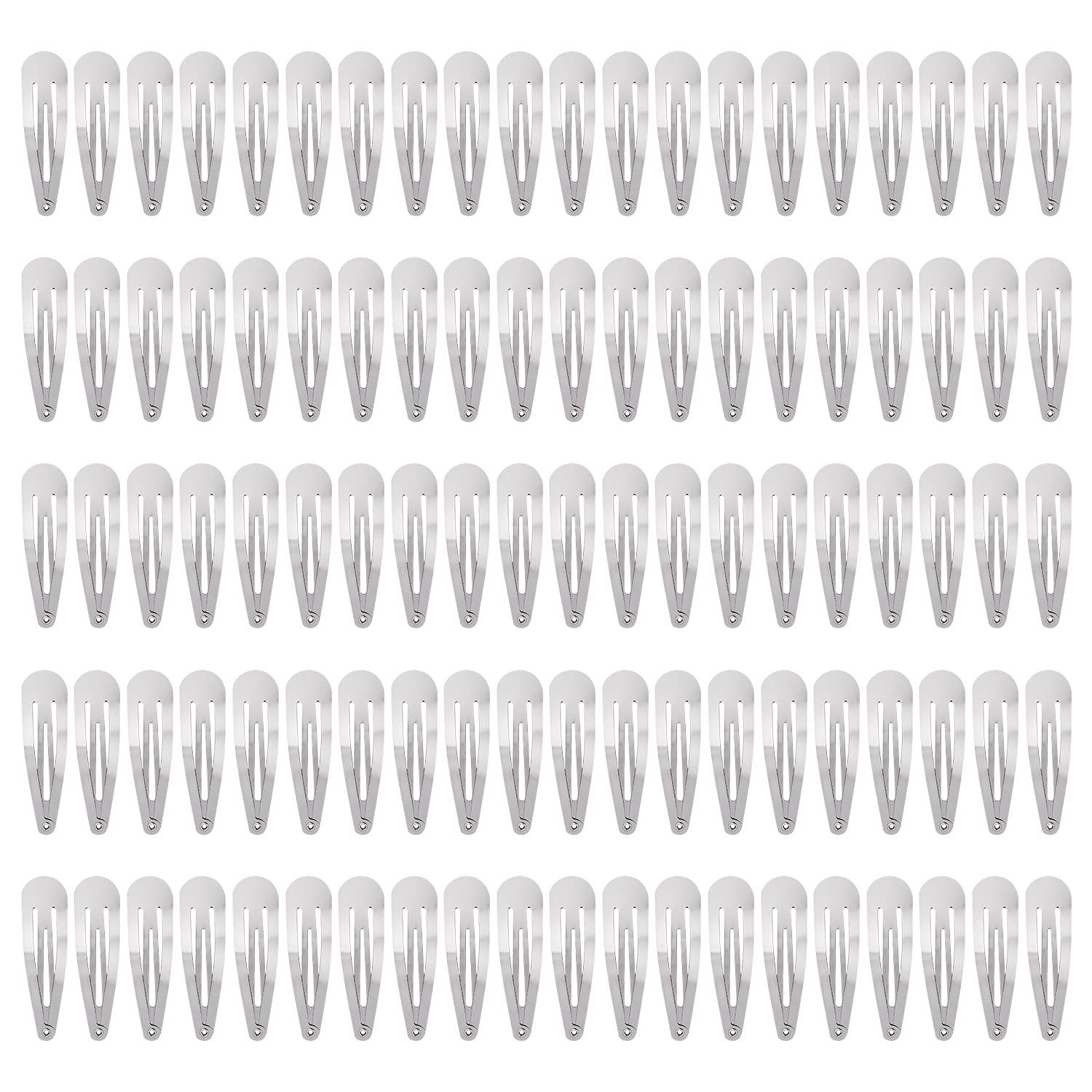 100 Pack Bulk 2 Inch 5 CM Snap Metal Hair Clips Barrettes Silver Gold Black Hairpins Clips Thin Fine Bang Hair Holder Craft DIY Accessories for Women Girl Kids (Silver)