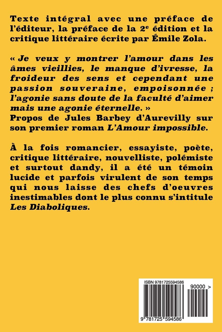 L Amour Impossible French Edition Barbey D Aurevilly Jules Amazon Com Books