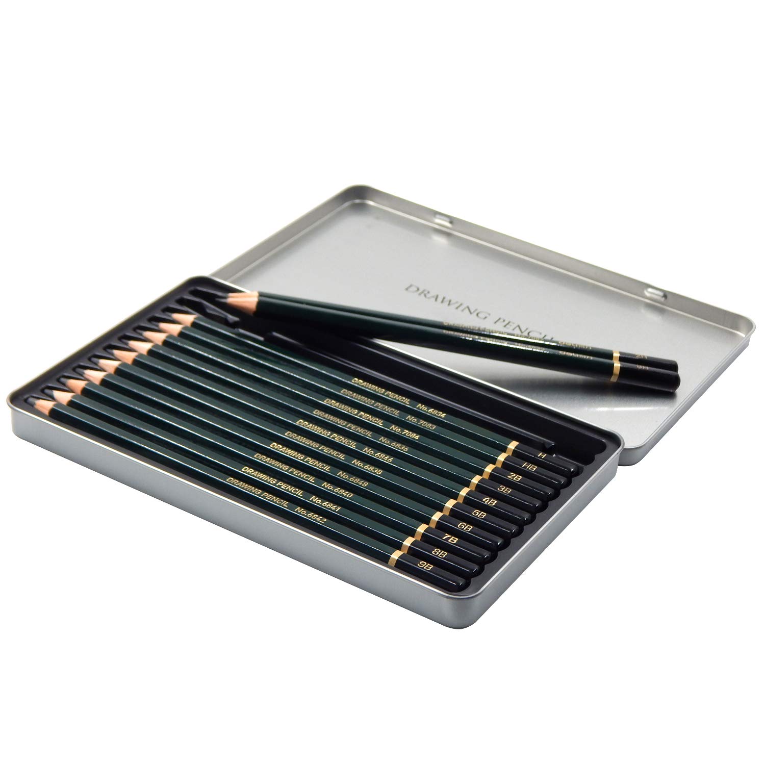 OFFIDIX Crayons à esquisse graphique 2b 4b 6b HB, Set complet Crayons à