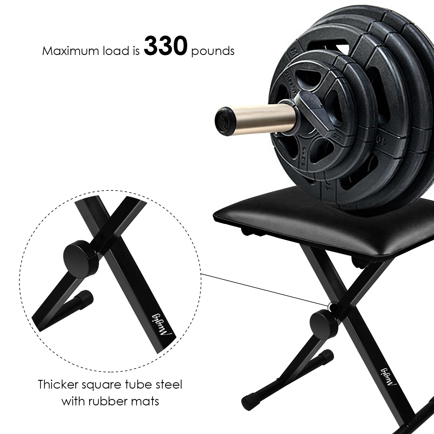 Mugig Padded Keyboard X-Style Bench, Piano Chair height adjustable , Keyboard Stool For Piano Keyboard with Leather Pad (Black)