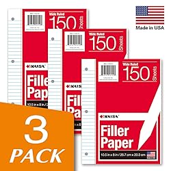KAISA Filler Paper Loose Leaf Paper, Wide Ruled