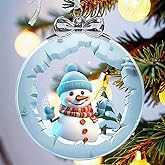 Snowman Ornaments for Christmas Tree Crystal Glass, Snowman Christmas Ornaments Xmas Decorations, Holiday Keepsake Present Exchange Ideas