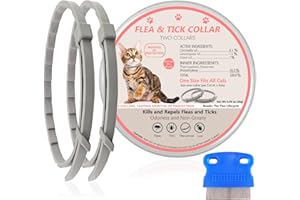 ITTOIR Flea and Tick Collar for Cats, 2 Pack Flea Collar for Cats, Cat Flea Collar Offers Long Flea and Tick Prevention, Waterproof Flea and Tick Collar for Cats, Adjustable, One Size Fits All Cats Kittens