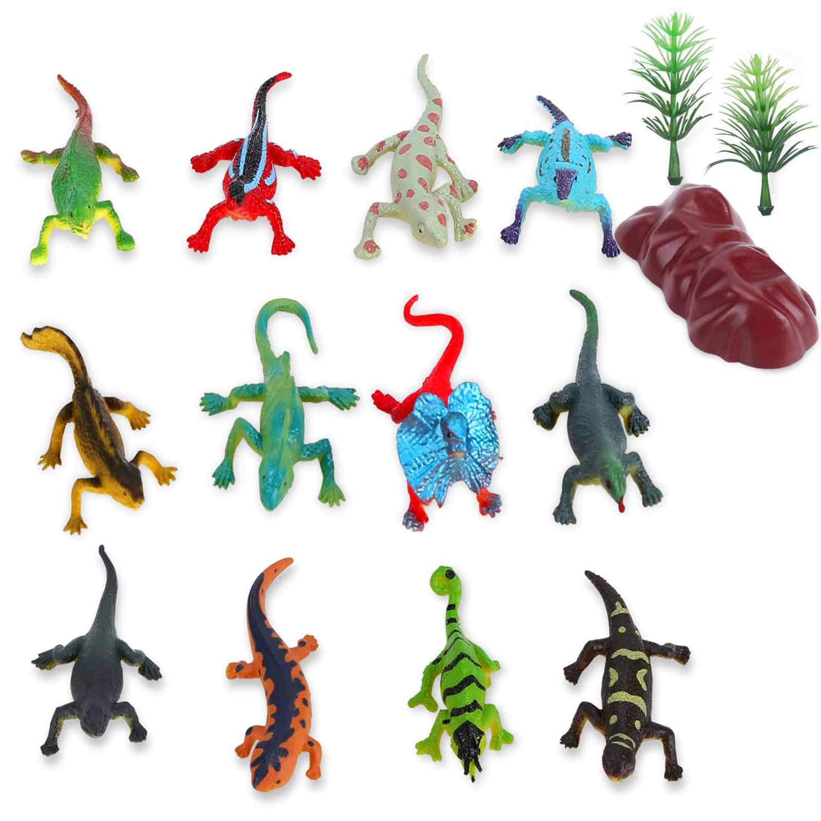 JOKFEICE Realistic Animal Figures - 12 Pieces Plastic Halloween Lizard Toys for Kids - Lizard Action Model Figurines - Early Educational Learning Toys Birthday Gift Set for Kids