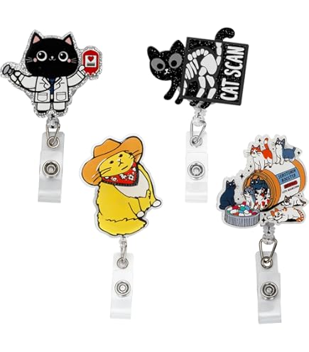 "Ew People" Cat Badge Reel - Funny Retractable ID Holder For Nurses, Teachers & Introverts