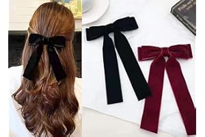 BEZTN 2PCS Velvet Hair Bows Christmas Decorations for Women Girl, Back to School Gifts Headdress Decor, Hair Band Set, Baby Teen Girl Stuff Hair Styling Accessories, Girl Cute Hair Clips, Red and Black