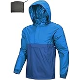 Outdoor Ventures Men's Rain Jacket Waterproof Lightweight Packable Rain Pullover for Hiking Golf Running
