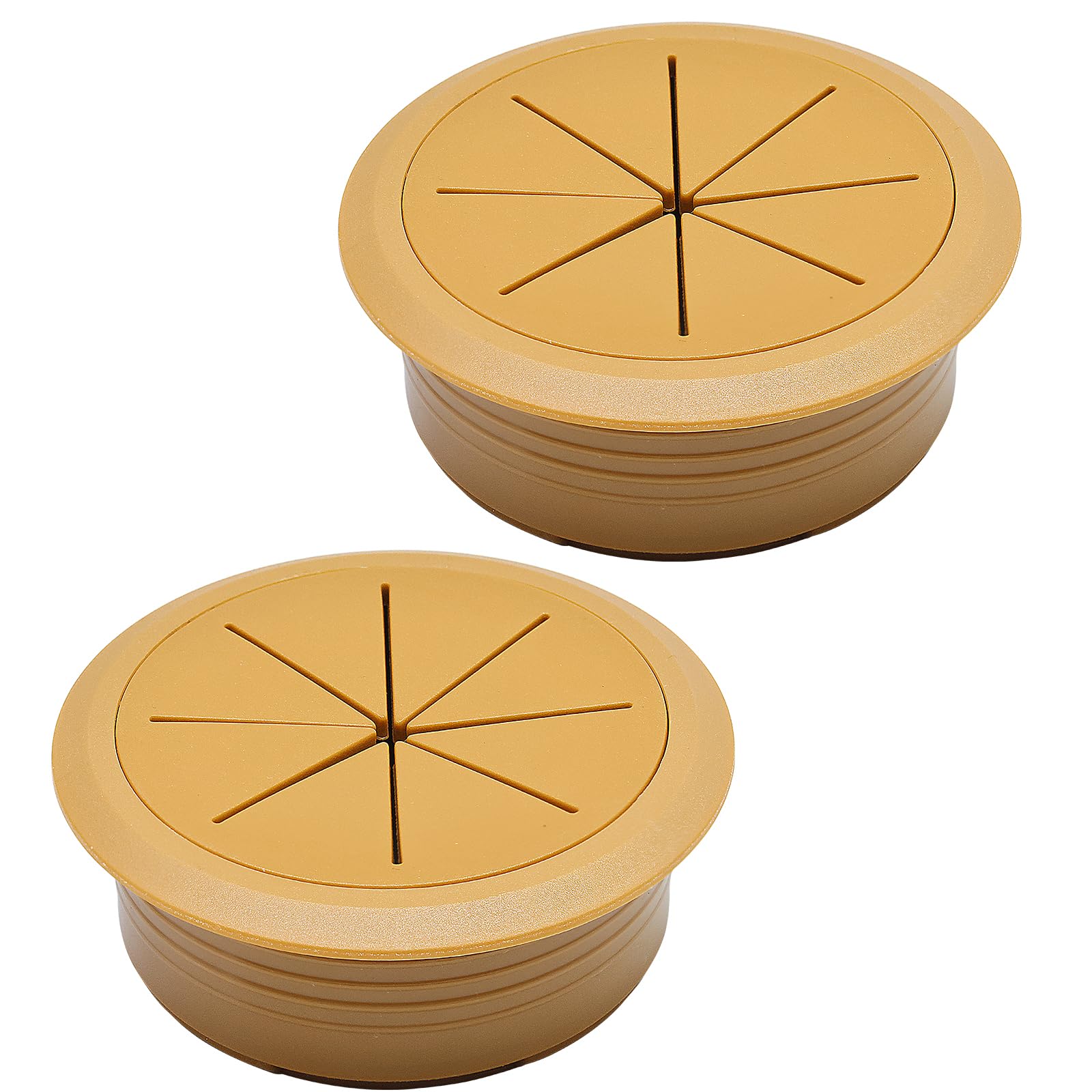 Photo 1 of Desk Grommet 2" (50 mm), Desk Hole Cover for Cables Brown, Cable Grommet ABS Plastic, Desk Hole Grommet for Office and Home Table Cable, Detachable & Flexible Cable Cord Organizer-2 Pcs