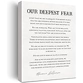 Inspirational Quote Canvas Wall Art Motivational Our Deepest Fear Quotes Canvas Print Positive Canvas Painting Wall Decor Framed Gift 12x15 Inch