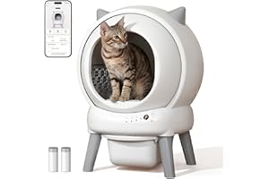 ZHMZ Self Cleaning Litter Box: Automatic Litter Box Self Cleaning for Multiple Cats Auto Robot with Dual Safety Protection, Large Openning Odor-Control with Mat
