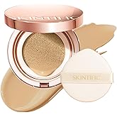 SKINTIFIC Full Coverage Cushion Foundation #22N Shell Beige| Satin Glow Finish, Oil-Control & Waterproof, Buildable Tattoo Cover Cushion for All Skin Types