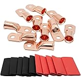MEYOOZIISU 10PCS 2/0 AWG-5/16 Wire Lugs - Battery Cable Lugs, Copper Terminal Connectors, Ring Terminals, Marine Grade - with
