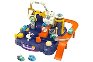 AOMOLA Car Adventure Toy for Toddlers - Car Race Track Toy with 2 Mini Cars - Space City Rescue Car Playset - Fine Motor Skill - Preschool Educational Toys Games for 3 4 5 6 Boys and Girls (Small)
