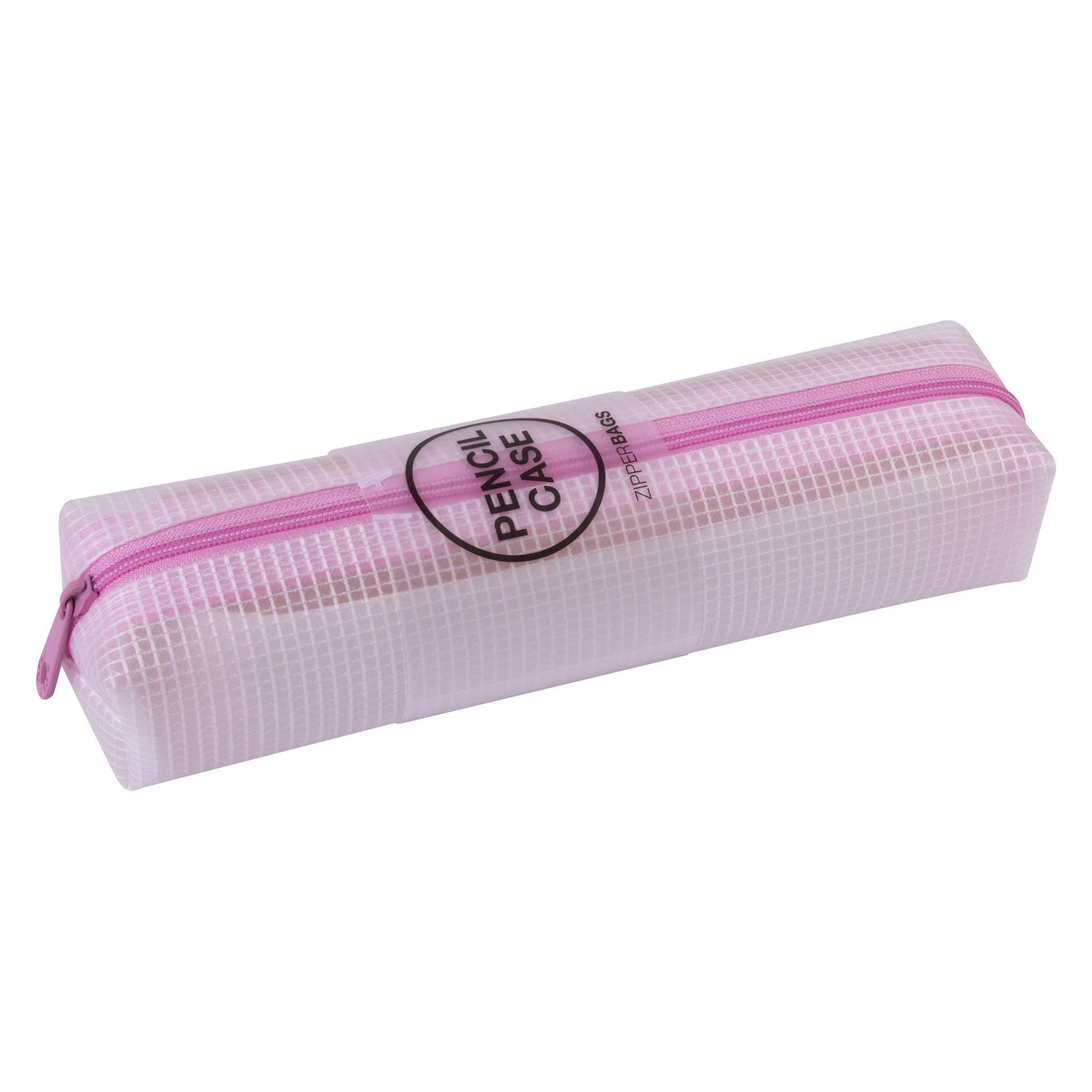 APLI 18697 Pink Translucent Zip Pencil Case 210 x 45 x 45 mm
