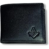 Square & Compass Leather Bi-Fold Masonic Wallet - [Black]