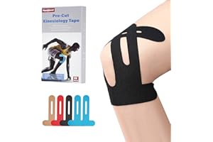 YQZJJJUST 10 PCS Waterproof Kinesiology Tape for Shoulders/Knees,Precut Strips for Knee Pain Relief & Stability Support, Elastic Strong Adhesive Athletic Tape, Latex-Free Hypoallergenic Sports Tape (Black),
