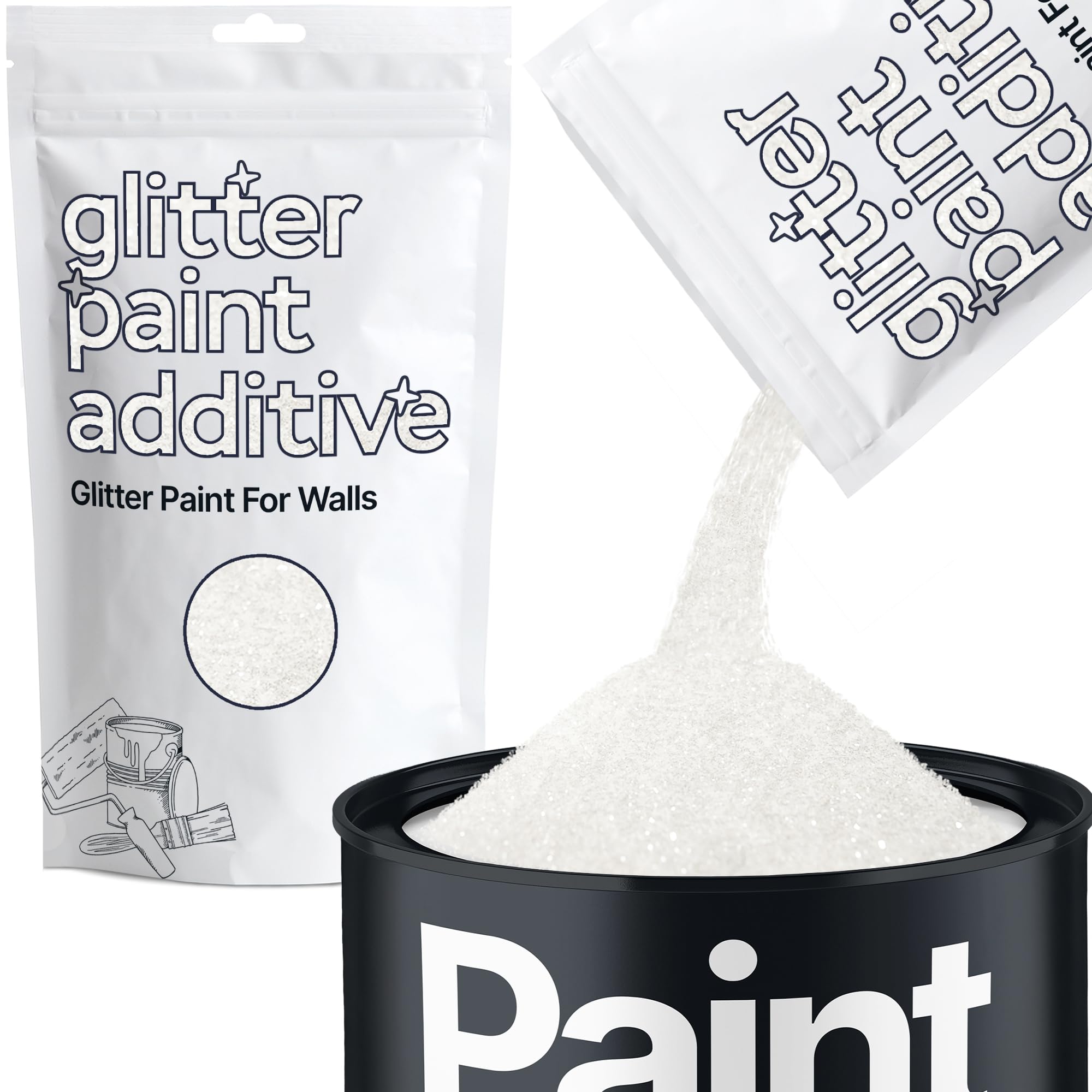 White Iridescent Glitter Paint Additive 100g for Adding Sparkle to Paints & Varnish | Paint Walls Sparkly Add to Emulsion, Acrylic or Lacquer Indoor | Hemway