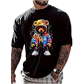 VIPWOLF Men's Cartoon Bear Graphic Tee Shirts Short Sleeve Crew Neck Cool T-Shirt Tops