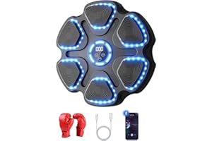 DMCETU Music Boxing Machine - Smart Trainer w/Bluetooth Sync, 11 Modes & 9 Speeds, Wall Punching Target with Gloves & No-Hurt Tech for Home Gym