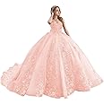 Kncpti Women's Strapless Quinceanera Ball Gown Puffy Tulle Long Formal Evening Party Pegeant Gowns for Sweet 16 Dresses