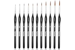 Detail Paint Brushes Set - 11 pcs Miniature Paint Brushes, Art Painting for Acrylic Watercolor Gouache Oil & Face Painting, M