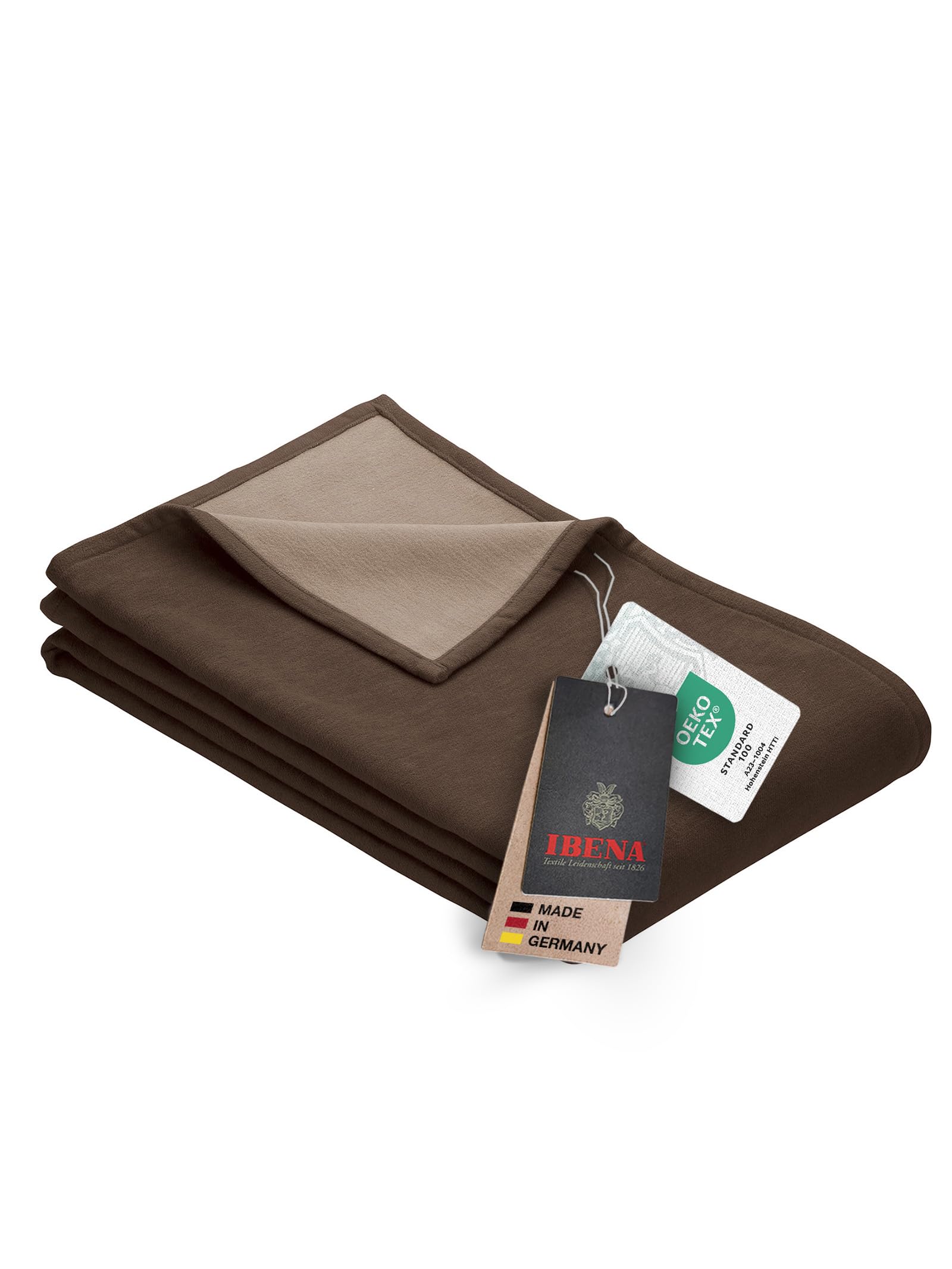 Ibena organic cotton blanket Cotton Pur brown/taupe size 140x200 cm