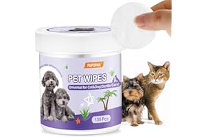 PuPoPan Dog Eye Wipes, 130 Count Universal Cat and Dog Tear Stain Remover Wipes, Hypoallergenic Natural Grooming Wipes for Pets Eyes Ears Nose