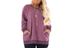 DOLNINE Women's Plus Size Sweatshirts Color Block Long Sleeve Pocket Shirts Tops