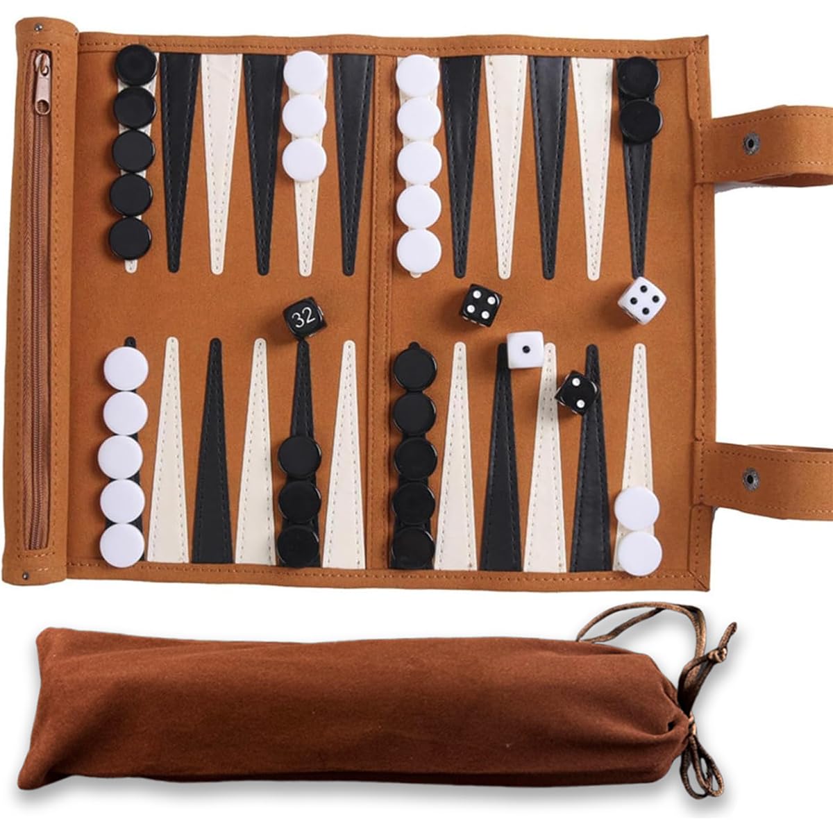 Photo 1 of Backgammon Game Set - Roll Up Travel Backgammon Set Portable Chess with Drawstring Bag, 2-Player, Ideal as a Gift
