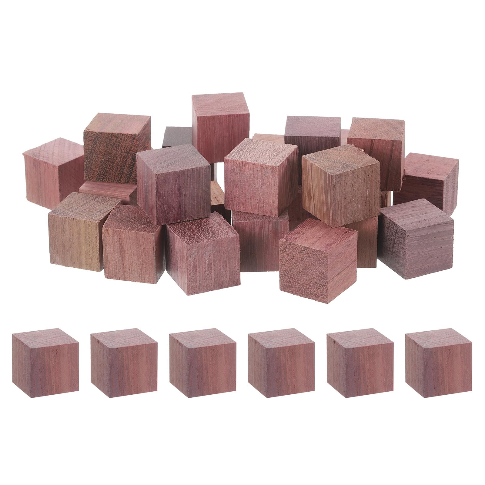sourcing map 15 Pcs Wooden Blocks, 0.98 Inch Unfinished Wooden Blocks for Crafts Small Blank Wooden Blocks Wood Square Blocks for Arts Crafts and DIY Decor, Purple Wood