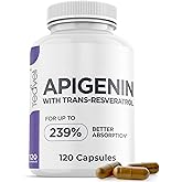 Advanced Apigenin Supplement with Resveratrol for Superior Bioavailability– 50mg Apigenin for Sleep Support Without Melatonin- Complements Magnesium Threonate, L Theanine- 120 Capsules, Vegan Friendly