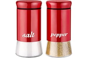 BIVVCLAZ Red Salt and Pepper Shakers Set - Red Christmas Kitchen Decor and Accessories for Home Restaurants Wedding Housewarming - 5 oz Salt and Pepper Set for Cooking Table, RV, BBQ, Easy to Refill