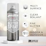 JENOLITE Silver Glitter Spray 400ml Clear Lacquer Multi-Surface Crafting view 3
