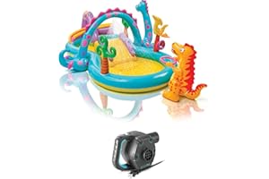 Intex 11 by 7.5 Foot by 44 Inch Dinoland Play Center Kiddie Swimming Pool with Intex 120 Volt Quick Fill AC Corded Electric Air Pump