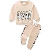 TITAREEY Baby Girl Fall Winter Outfits Toddler Clothes Letters Contrast Color Sweatshirts and Joggers Pants 2 Piece Set