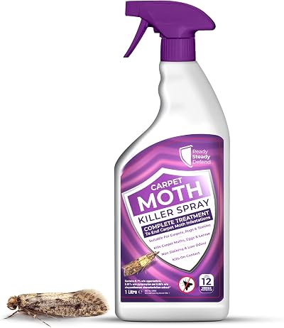 READY STEADY DEFEND Carpet Moth Killer Spray 1L - Non-Staining, Long-Lasting